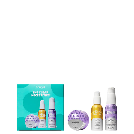 The Clear Necessities cleansing oil, foaming cleanser, and clay mask value set